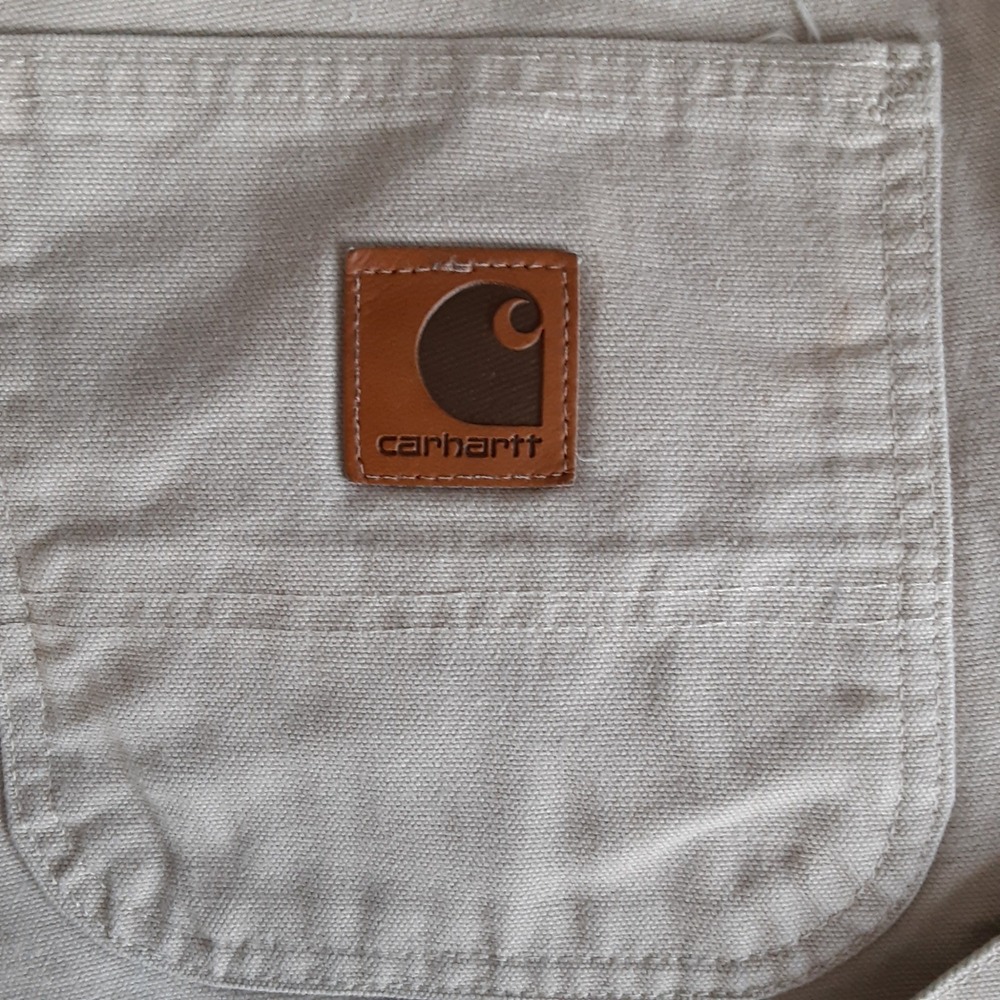 Vintage Carhartt Mens B25 STN Stone Canvas Carpenter Utility Shorts Beige 32 - Picture 6 of 9